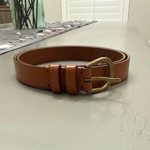 LOFT Brown Belt with Gold Buckle 100% Leather